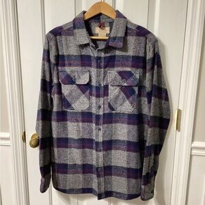 Boston Traders Men’s Medium Outdoors Plaid Gray Flannel  LS Cotton